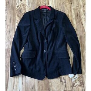 Harris Wallace  New‎ York Black  Blazer Button Down Velvet Velour Small 6P NWT